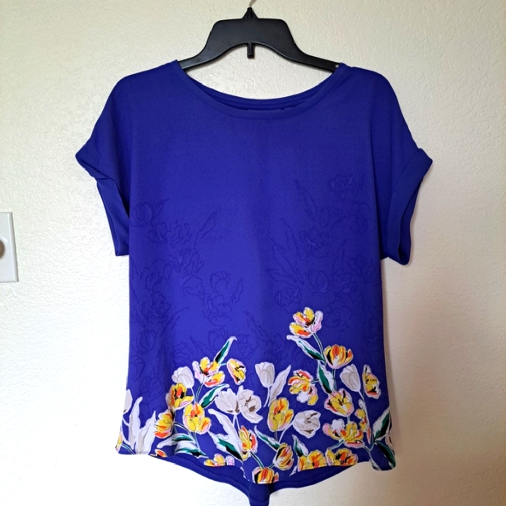 Apt. 9 Blue Boxy Short Sleeve Blouse SIZE MEDIUM